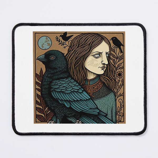 Item preview, Fantasy Design of a Dark Lady and Her Raven Friend designed and sold by Kalligraphika.