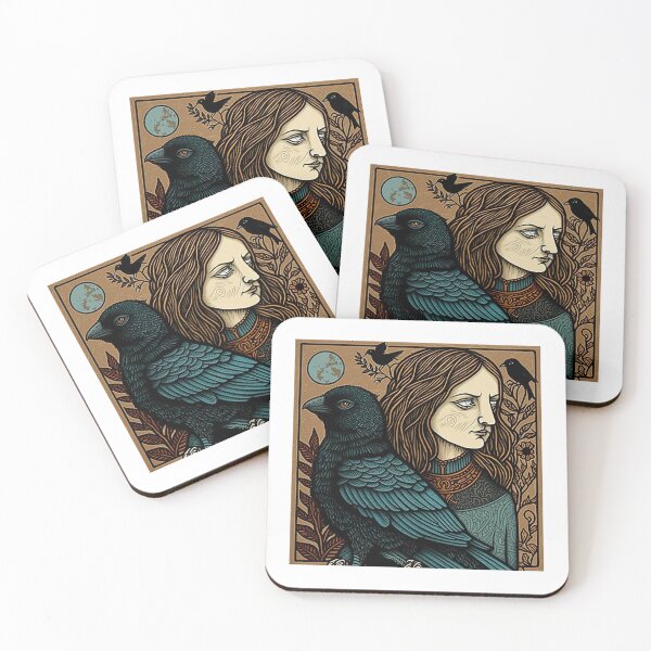 Item preview, Fantasy Design of a Dark Lady and Her Raven Friend designed and sold by Kalligraphika.