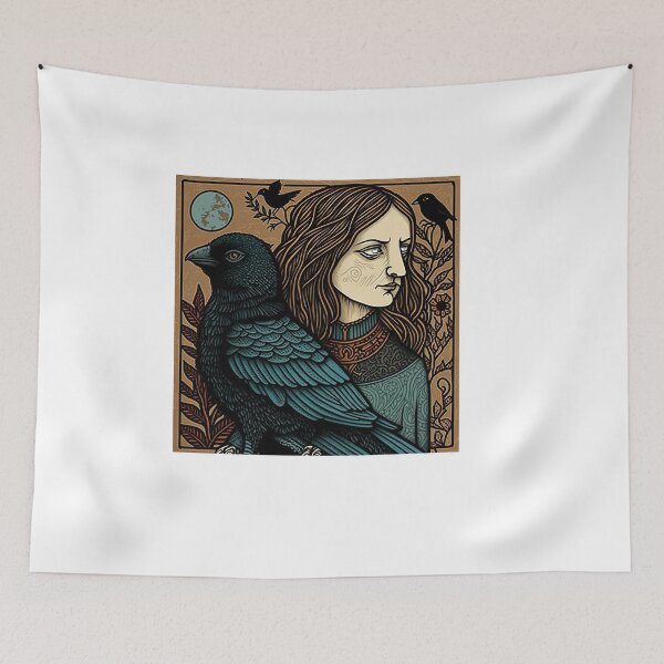 Item preview, Fantasy Design of a Dark Lady and Her Raven Friend designed and sold by Kalligraphika.