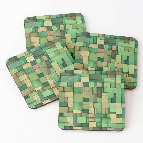 Item preview, Interlocking Blocks Tiled in Shades of Green  designed and sold by artfullyprompt.