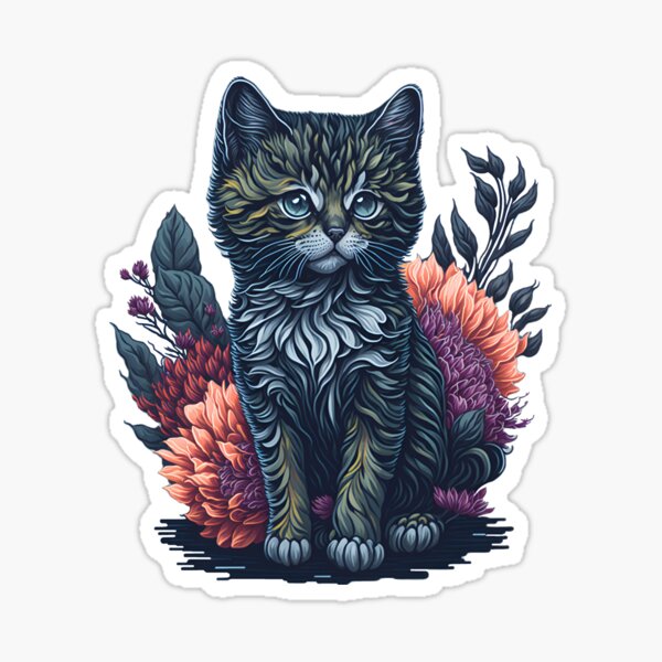 Item preview, Cute Floral Kitten designed and sold by mukraker.