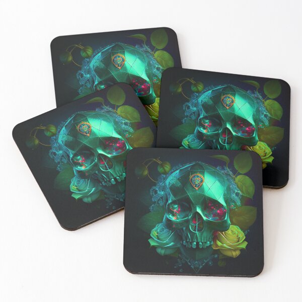 Item preview, Emerald and botanic skull designed and sold by Anas Xenophon.