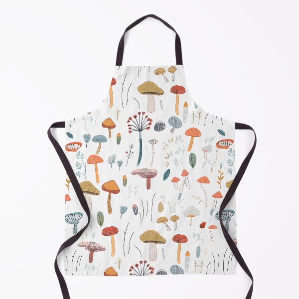 Artikelvorschau, Whimsical colorful wild mushrooms botanicals pattern white background entworfen und verkauft von venerateprints.