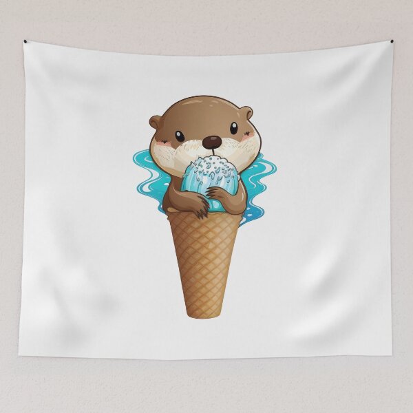 Item preview, Adorable Otter in Ice-Cream Cone - A Sweet Delight! designed and sold by Sticker-by-Mia.