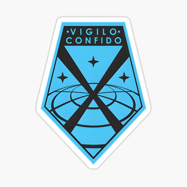 Artikel-Vorschau von XCOM-Feind unbekannt "Vigilo Confido" XCOM-Aufkleber-Shirt usw, designt und verkauft von bitstudio.