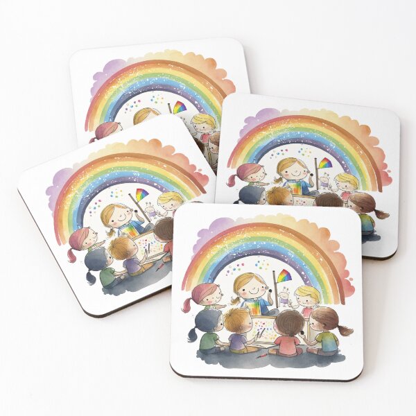 Item preview, little hands rainbow teacher girls boys kindergarten designed and sold by printiesart.