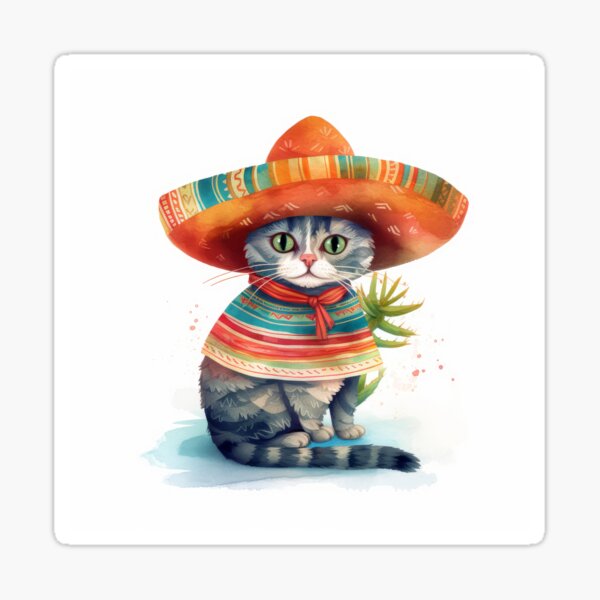 Cat in Sombrero No.2 Sticker