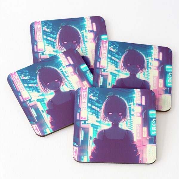 Item preview, anime girl, urban cyberpunk futuristic city lights japan  designed and sold by Cyndarella.