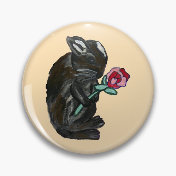 Item preview, Black Rabbit with Red Rose Orange Painting  designed and sold by Anke Wonder.