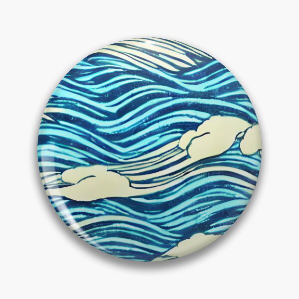 Item preview, Traditional Japanese Style Modern Ocean Waves cream, navy, blue designed and sold by EHdesignco.