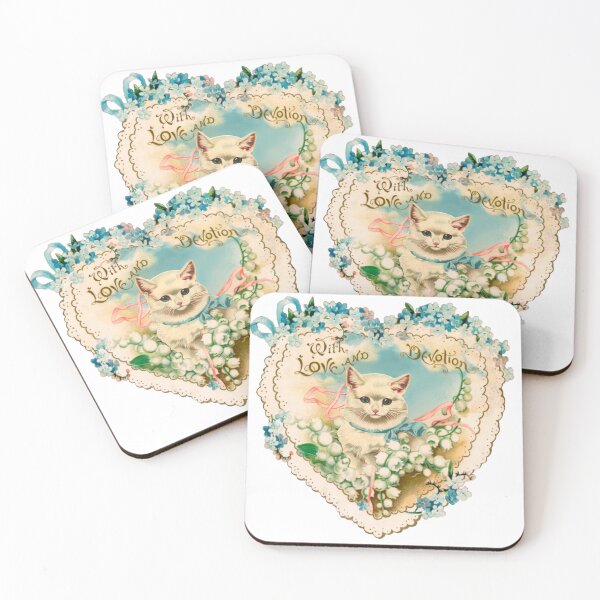 Item preview, Vintage Victorian Card Love Devotion Cat Floral Heart designed and sold by Mitsukuni.