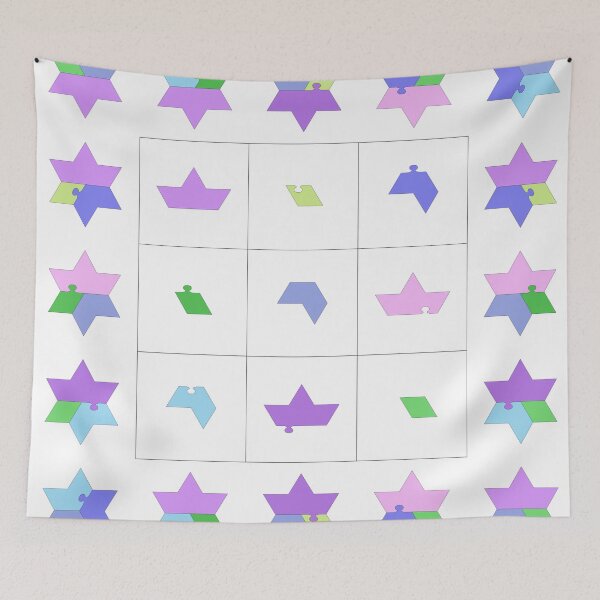 Item preview, Geometric Magic Square with Hexagrams white background designed and sold by puzzlewocky.