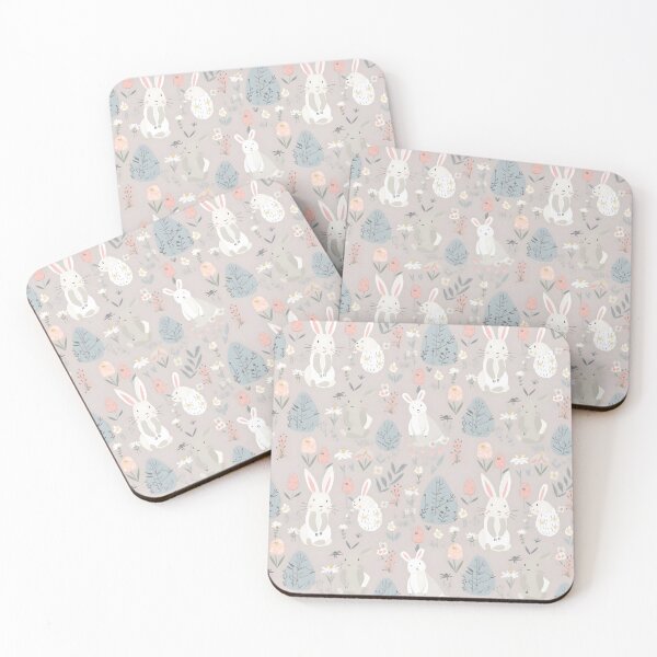 Item preview, Whimsical cute colorful bunnies easter pattern pink background designed and sold by venerateprints.