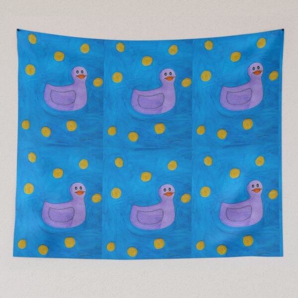 Item preview, Rainbow Rubber Duckies - Indigo Rubber Duckie with Blue Background designed and sold by Caseymakesart.