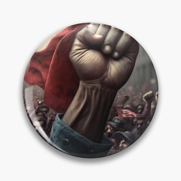 Item preview, powerful fist holding a red flag in crowd hyped designed and sold by Richstd.