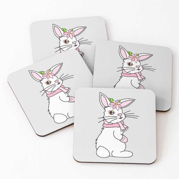 Item preview, White Bunny Rabbit with Pink Flower Bonnet designed and sold by Kim Arnott.