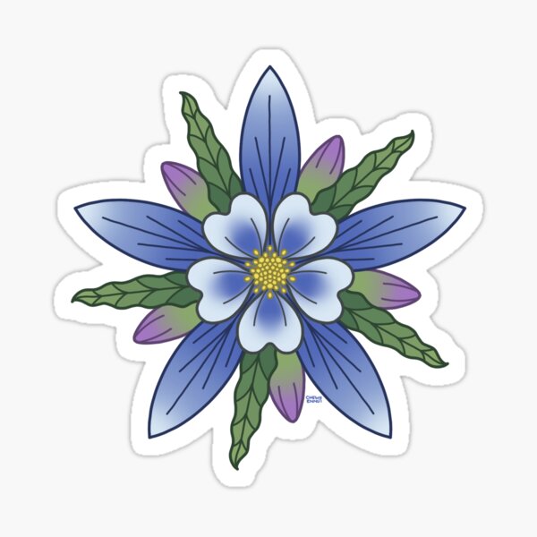 Blue Columbine Flower Sticker