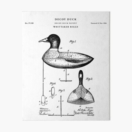 Vintage Duck Call Patent Art Print 8x10 Unframed Decoys Wood Duck Hunting Fishing  Cabin Wall Decor 