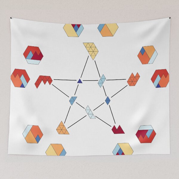 Item preview, Geometric Magic Pentagram with Hexagons white background designed and sold by puzzlewocky.