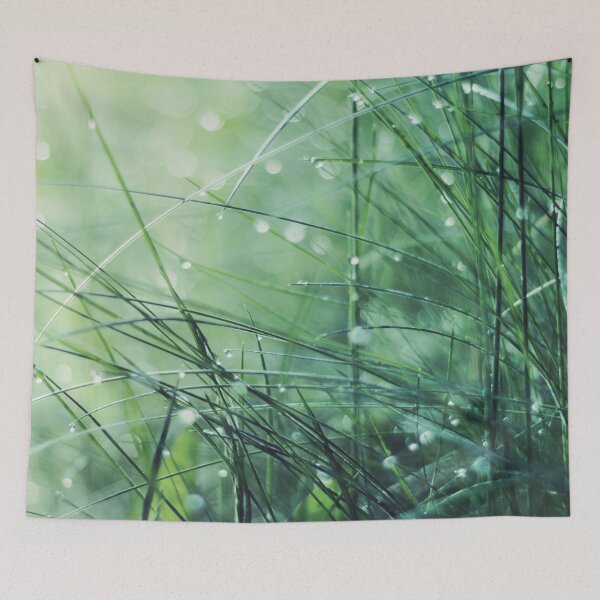 Item preview, Sparkling Morning - Dew Drops On Grass designed and sold by Dyrk Wyst Redbubble Shop.