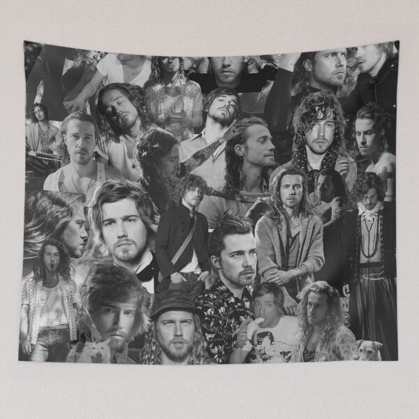 Item preview, Julien Doré French Singer Abstract Collage - Black and White Version designed and sold by CollageHeaven.