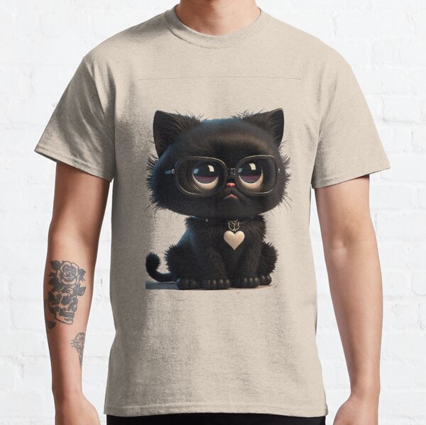  A Fashionable Feline with Glasses and Heart-Shaped Necklace Classic T-Shirt