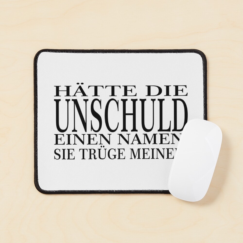 Der Unschulds Name - schwarze Schrift Mauspad