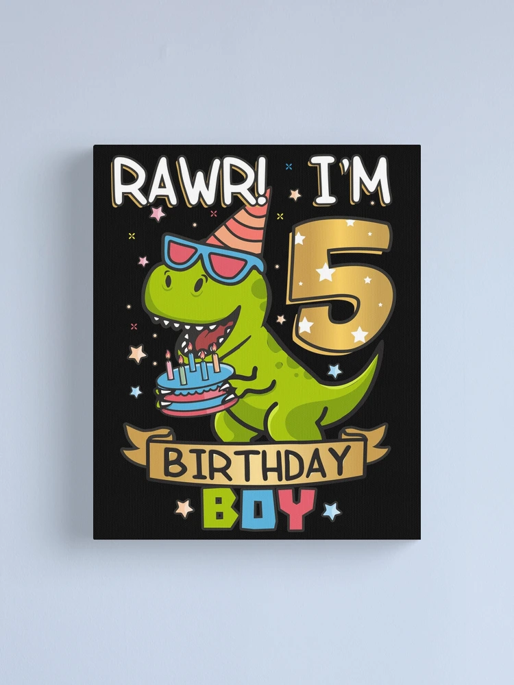Old English Co. Geburtstagskarte Zum 5. Geburtstag – Mit T-Rex Dino-Motiv, Für Jungen & Mädchen, Blanko Innen, 15x15 Cm