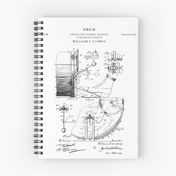 Item preview, Drum set Patent Drawing Blueprint designed and sold by Vintago.