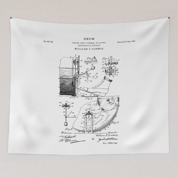 Item preview, Drum set Patent Drawing Blueprint designed and sold by Vintago.