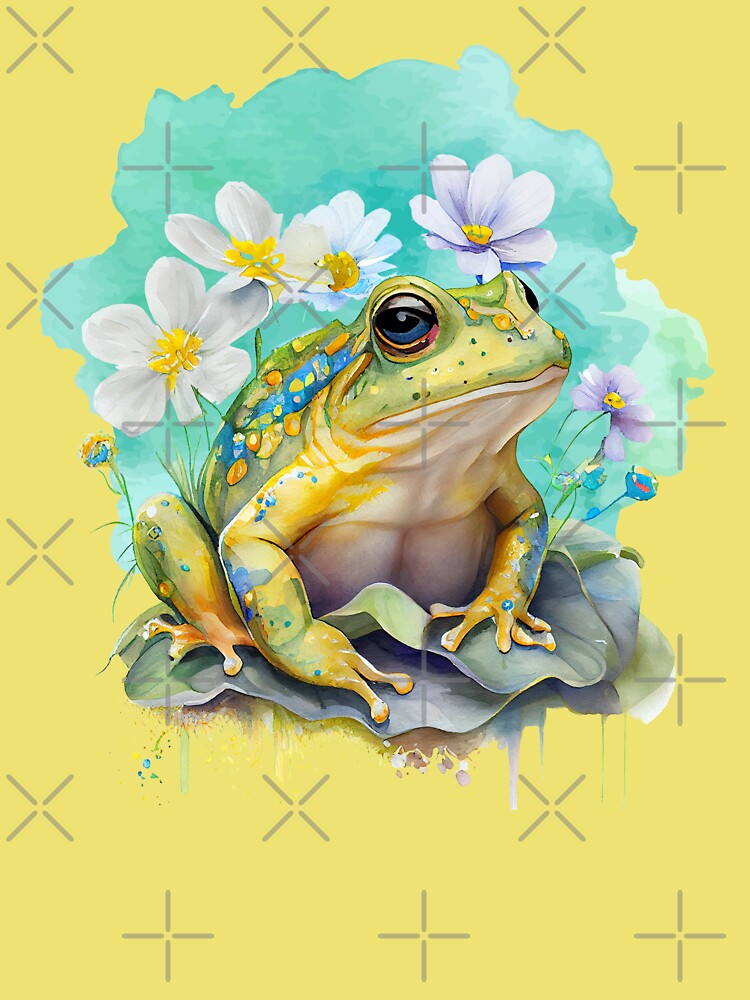 Cute Frog Watercolor Green Toad