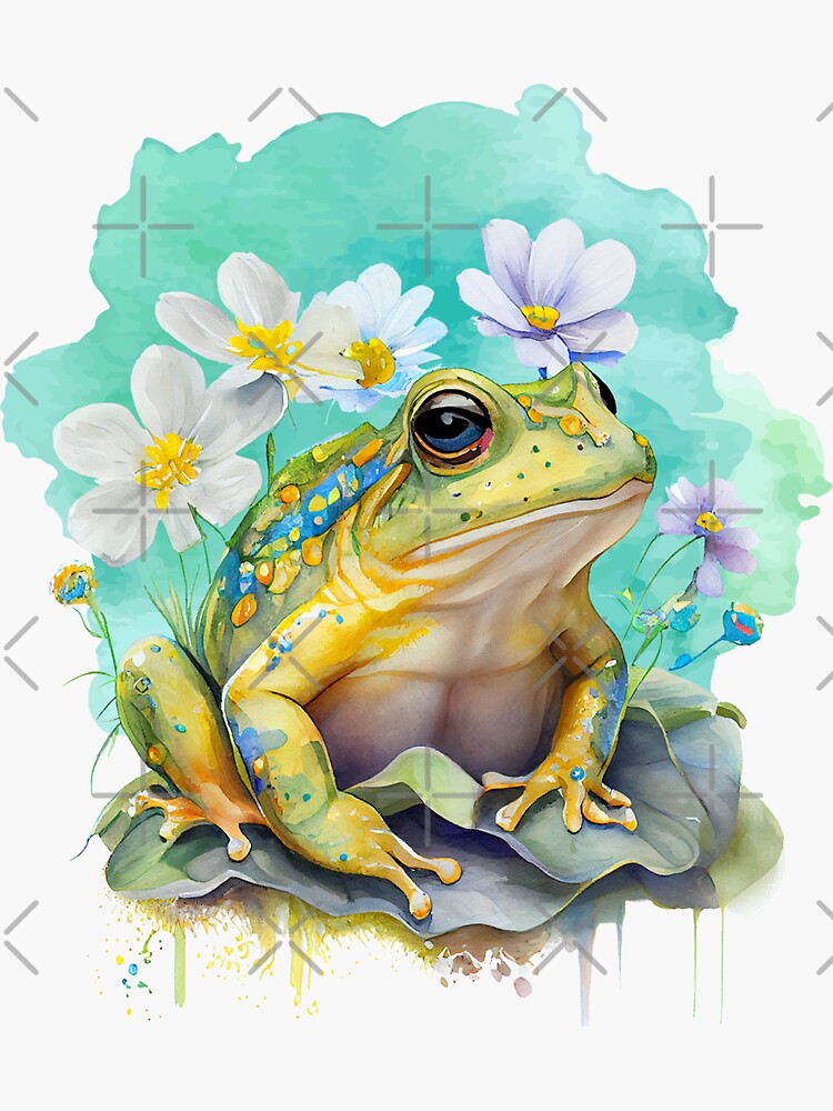 Cute Frog Gift for Frog lovers Colorful Art Sticker