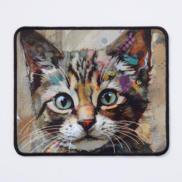 Item preview, Mixed Media Collage of Cute Kitten designed and sold by candlewithhare.