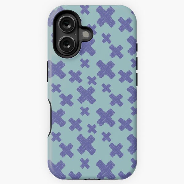 Modern geometric tie dye purple X pattern on blue iPhone Tough Case