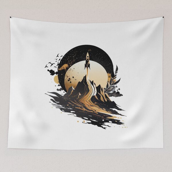 Item preview, Mountain Rocket Ship Landscape designed and sold by ShadowAndSlate.