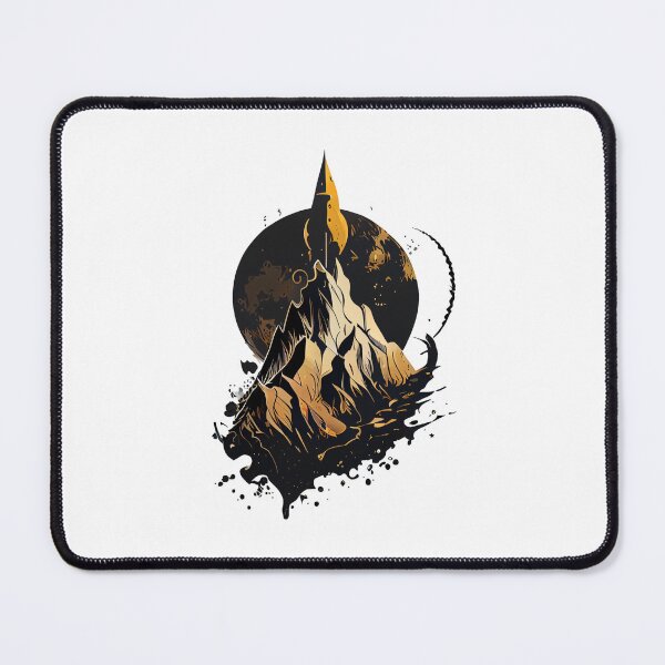 Item preview, Mountain Rocket Ship in Front of Moon designed and sold by ShadowAndSlate.