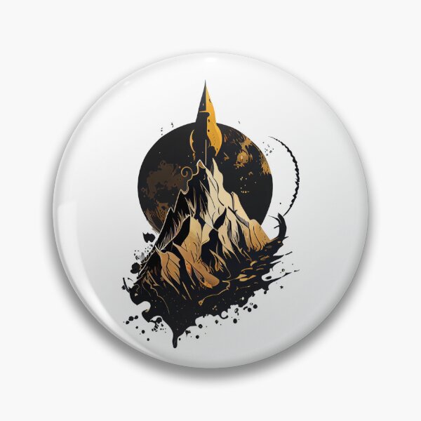 Item preview, Mountain Rocket Ship in Front of Moon designed and sold by ShadowAndSlate.
