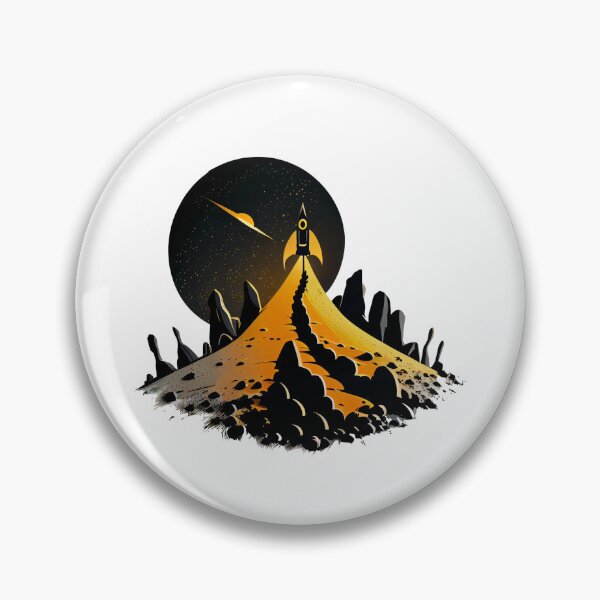 Item preview, Mountain Rocket Ship in Front of Moon designed and sold by ShadowAndSlate.