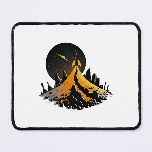 Item preview, Mountain Rocket Ship in Front of Moon designed and sold by ShadowAndSlate.
