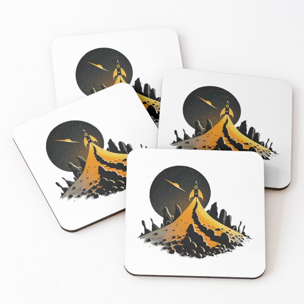 Item preview, Mountain Rocket Ship in Front of Moon designed and sold by ShadowAndSlate.