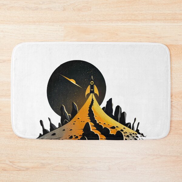Item preview, Mountain Rocket Ship in Front of Moon designed and sold by ShadowAndSlate.