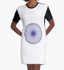 Round spiral blue pattern Graphic T-Shirt Dress