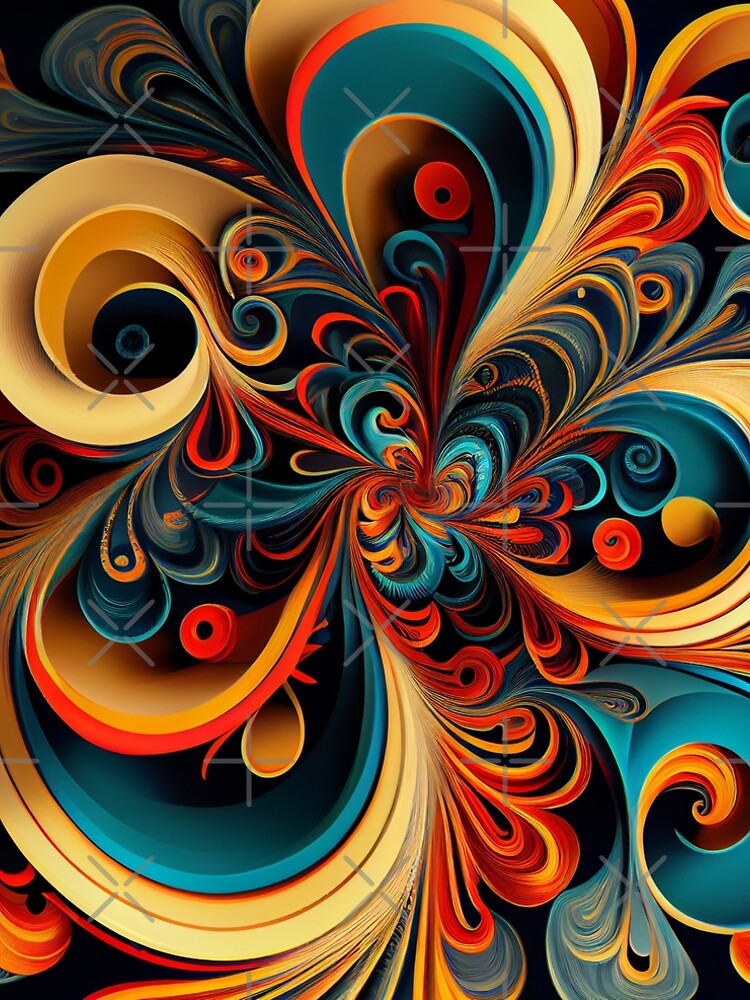 Aperçu 5 sur 5. Robe trapèze avec l'œuvre Drawn Swirling Dynamic Vivid European Pattern Digital Painting créée et vendue par CodeAndColors.