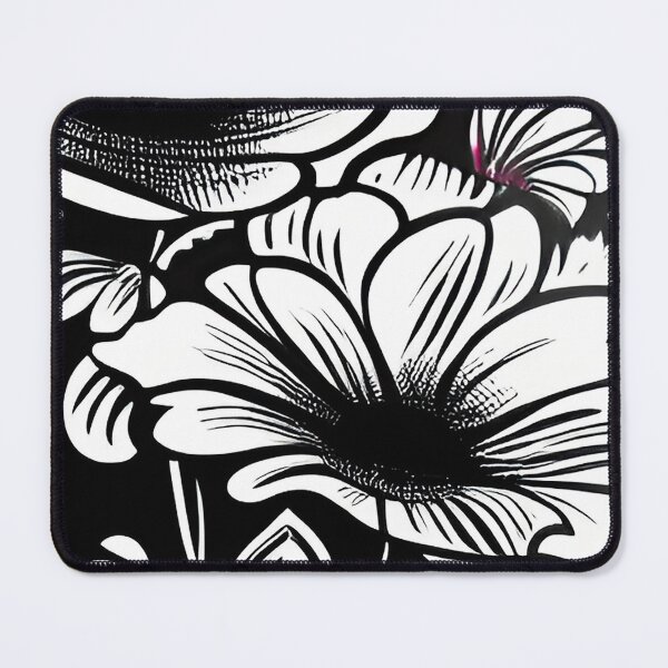 Item preview, Black and white flowers on black background designed and sold by TJprint.