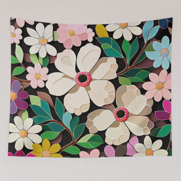 Artikelvorschau, Mosaic Anime Floral Pattern Digital Painting entworfen und verkauft von CodeAndColors.