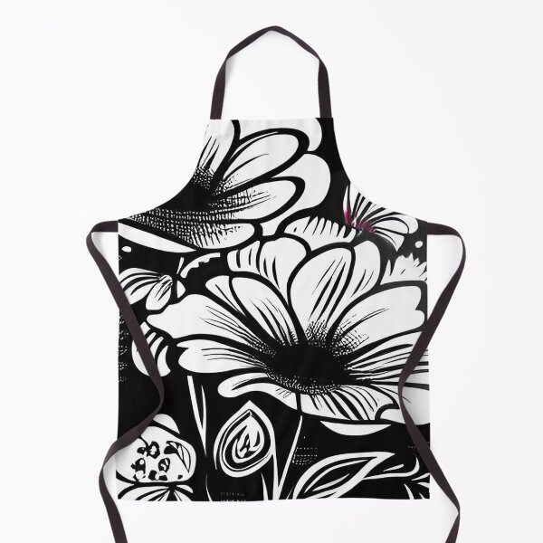 Item preview, Black and white flowers on black background designed and sold by TJprint.