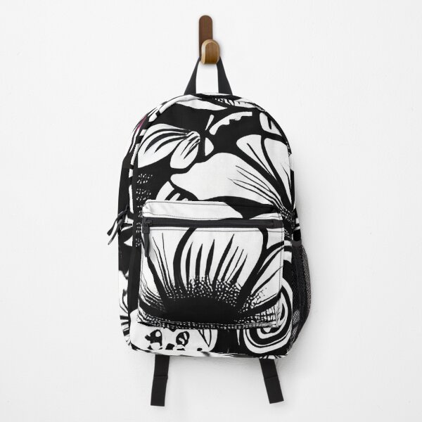Item preview, Black and white flowers on black background designed and sold by TJprint.