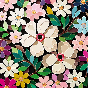 Vorschaubild zum Design Mosaic Anime Floral Pattern Digital Painting von CodeAndColors
