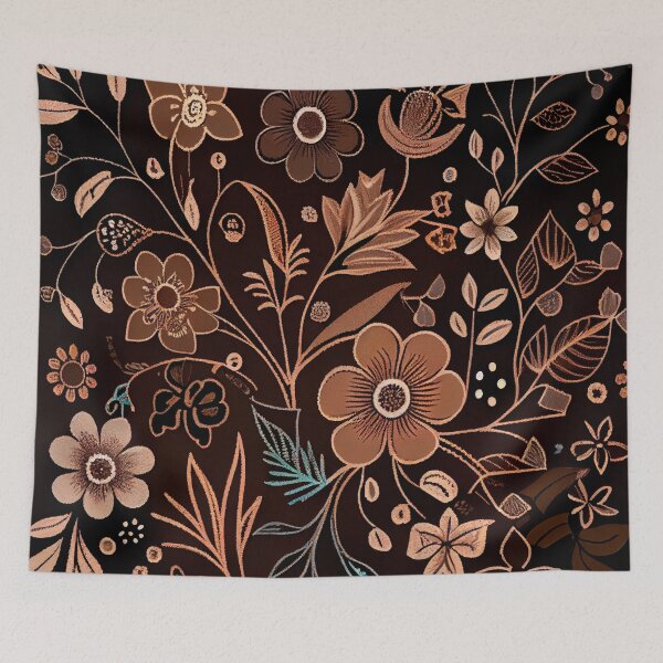 Item preview, Coarse Imagined Brown Delicate Floral Pattern Digital Painting designed and sold by CodeAndColors.