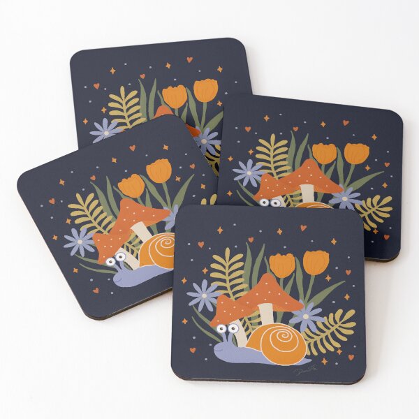 Item preview, Cute Snail with Mushrooms and Tulips ~ Night Decor designed and sold by Danvrie.